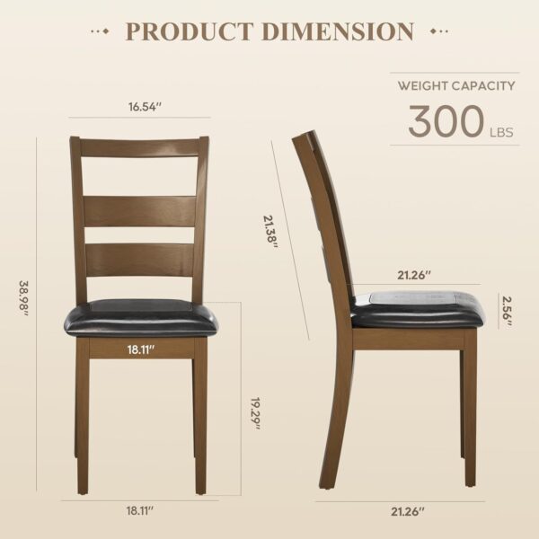 COLAMY Upholstered Dining Chairs Set of 2, PU Leather Ladder...