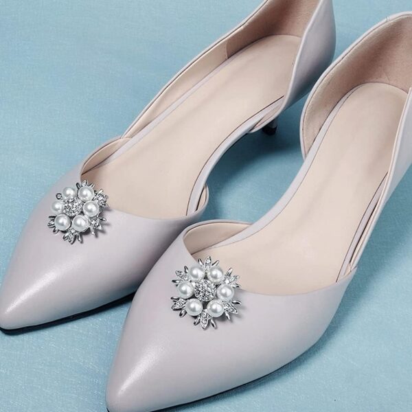 Rhinestone Shoe Clips Decorative Pearl Shoe Charms DIY Remov...