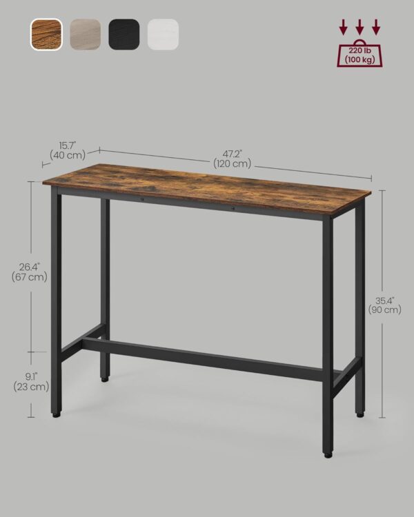 VASAGLE Bar Table, Narrow Long Kitchen Dining Table, Sturdy ...