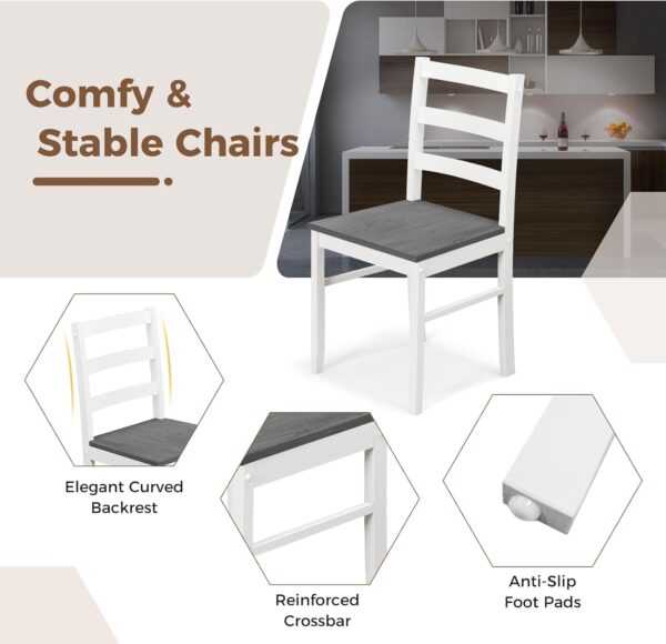 COSTWAY Dining Table Set for 4, Wood Kitchen Table Chairs Se...