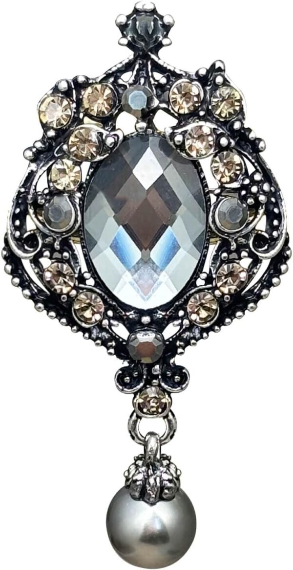 Victorian Vintage Beauty Lady Portrait Brooch Pins with Crys...