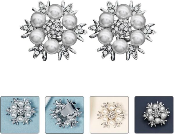 Rhinestone Shoe Clips Decorative Pearl Shoe Charms DIY Remov...