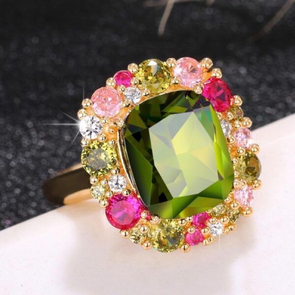 925 sterling silver Shiny multi-colored diamond Wedding ring...
