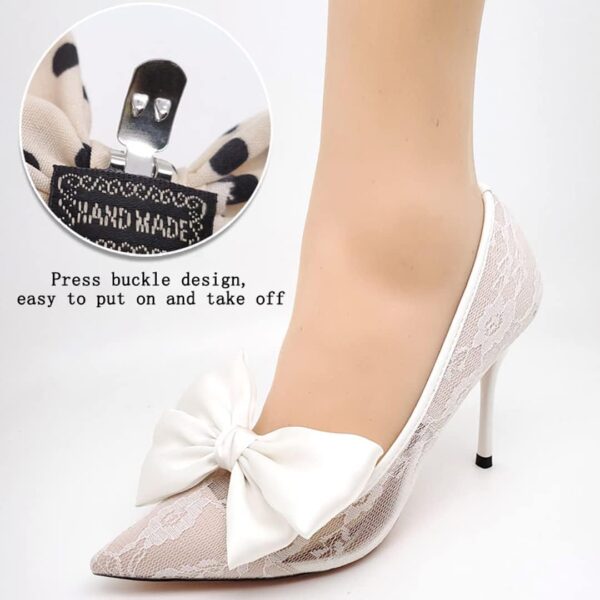 Tsangbaby Satin Bow Shoe Clips - Dots Solid Color Removable ...