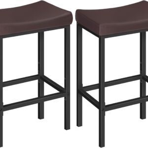 HOOBRO Bar Chairs, Set of 2 Counter Height Saddle Stools wit...