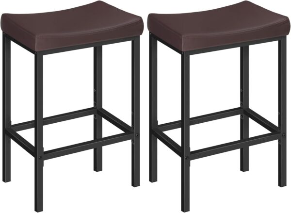 HOOBRO Bar Chairs, Set of 2 Counter Height Saddle Stools wit...