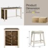 AMERLIFE 5-Piece Solid Wood Counter Height Kitchen Island Ta...