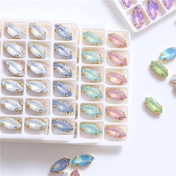 7 x 15mm Mixed Color Horse Eye Opal Sewing Crystal Flatback ...