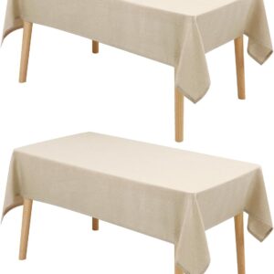 Hiasan 2 Pack Faux Linen Rectangle Tablecloth - Wrinkle and ...