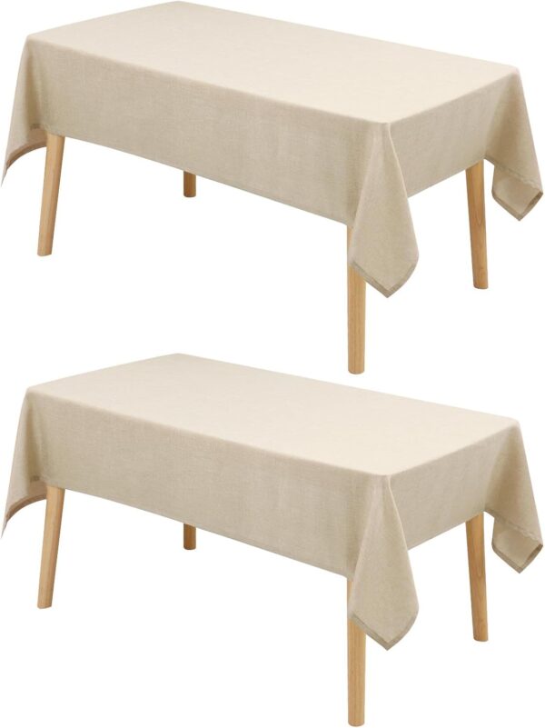 Hiasan 2 Pack Faux Linen Rectangle Tablecloth - Wrinkle and ...