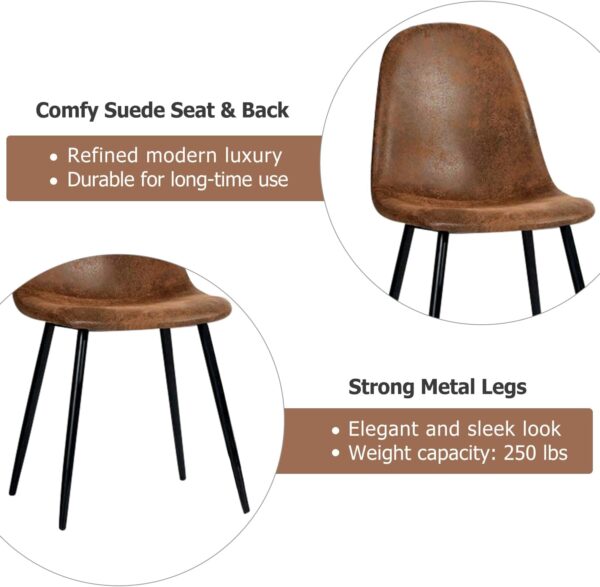 FurnitureR Dining Chairs Set of 4 Comfortable Upholstered Fa...