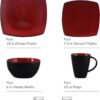 Gibson Soho Lounge Square Reactive Glaze Dinnerware Set, Red...