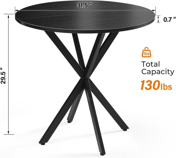 Unovivy 31.5" Black Small Round Dining Table for 2-4, Space ...