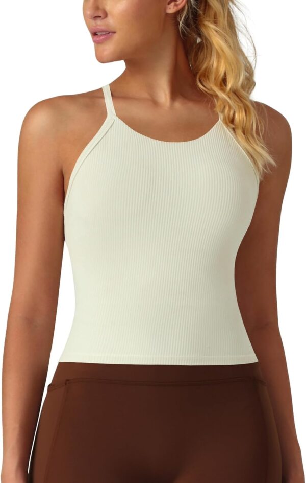 Womens Crop Tank Tops Seamless Yoga Sports Bra Padded Workou...