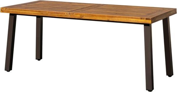 Devoko Home Acacia Wood Dining Table 6-Person Indoor Outdoor...