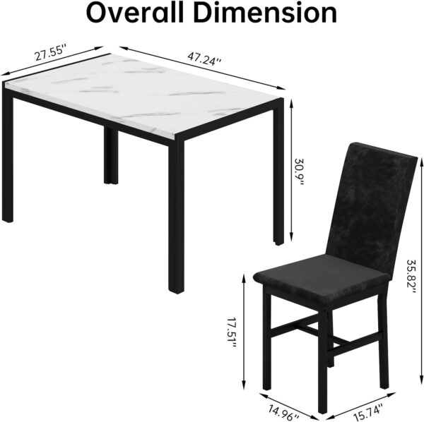 AWQM Products 5-Piece Marble Dining Set, Modern Kitchen Tabl...