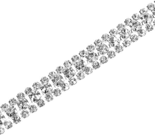 uxcell 1 Yard 3 Rows Rhinestone Chain, 8.5mm Bling Crystal C...