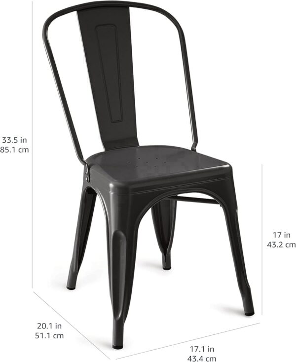 Amazon Basics Metal Dining Chairs, Matte Black, 1 Count (Pac...
