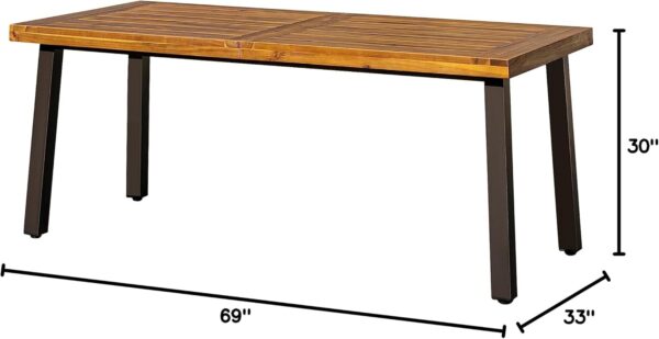 Devoko Home Acacia Wood Dining Table 6-Person Indoor Outdoor...