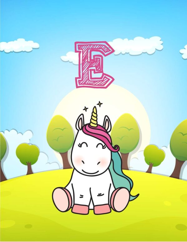E: Monogram Initial E with Little Unicorn Notebook for Kids,...