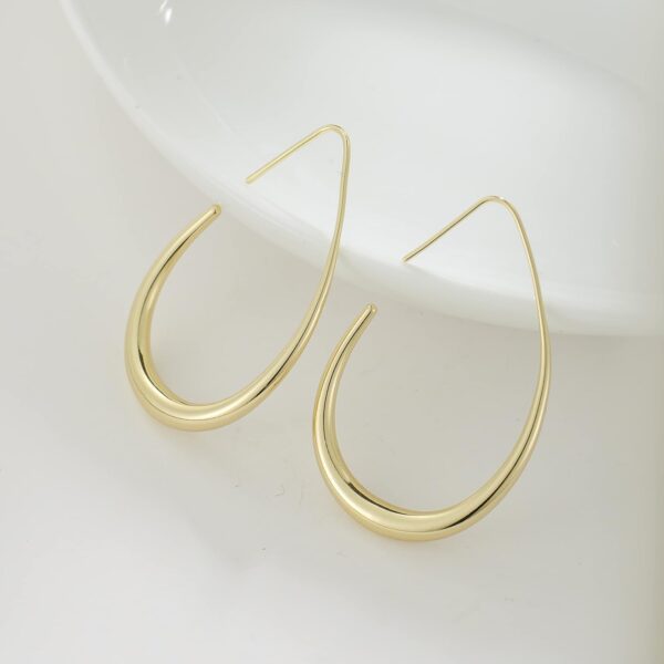 Lightweight Teardrop Hoop Earrings for Women - 14k Gold/Whit...