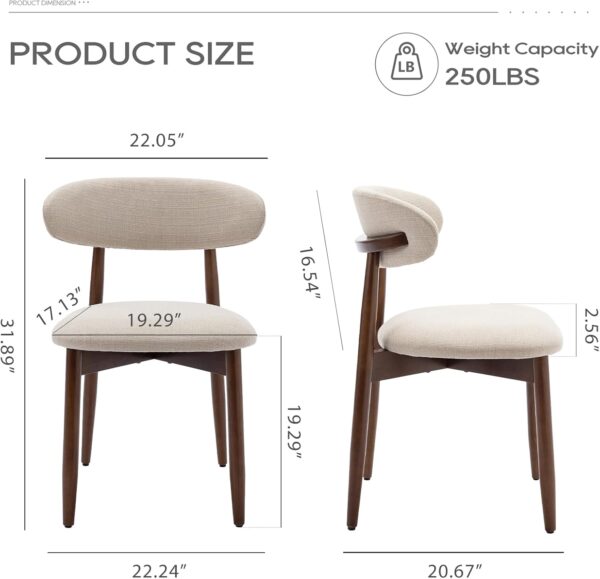 COLAMY Wooden Dining Chairs Set of 2, Modern Fabric Upholste...