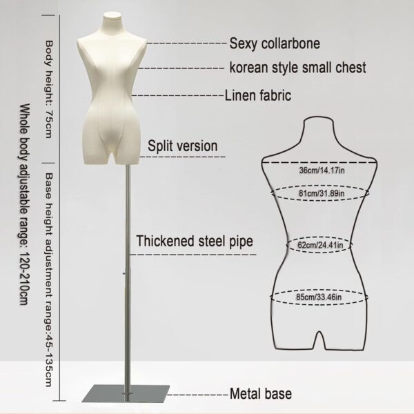 Female Mannequin Dress Form Torso, 47"-83" Height Adjustable...