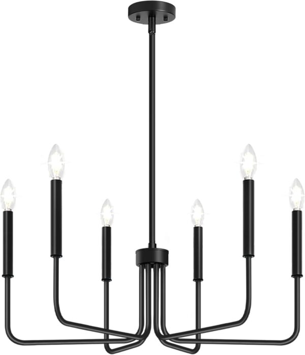 Black Chandelier, 6-Light Farmhouse Chandelier for Dining Ro...