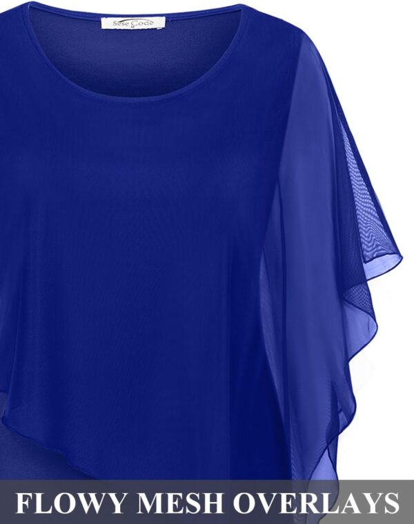SeSe Code Women's Mesh Cape Overlay Bodycon Knee Length Penc...