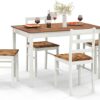 Tangkula Dining Table Set for 4, Solid Wood, Farmhouse Dinet...