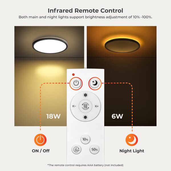 Matane Flush Mount Ceiling Light Fixture with Remote Control...