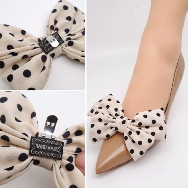 Tsangbaby Satin Bow Shoe Clips - Dots Solid Color Removable ...