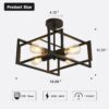 ZGLAOJT 4-Lights Close to Ceiling Light，Black Light Fixture ...