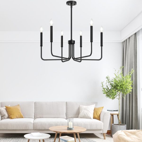 Black Chandelier, 6-Light Farmhouse Chandelier for Dining Ro...