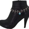 Women Western Fashion Boot Bracelet Dark Silver Metal Chain ...