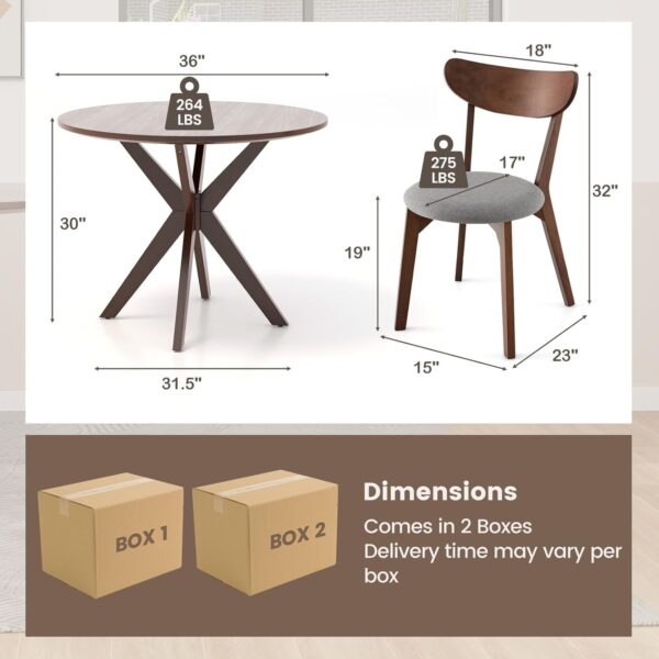 Tangkula Mid-Century Modern Round Dining Table Set for 2, Wo...