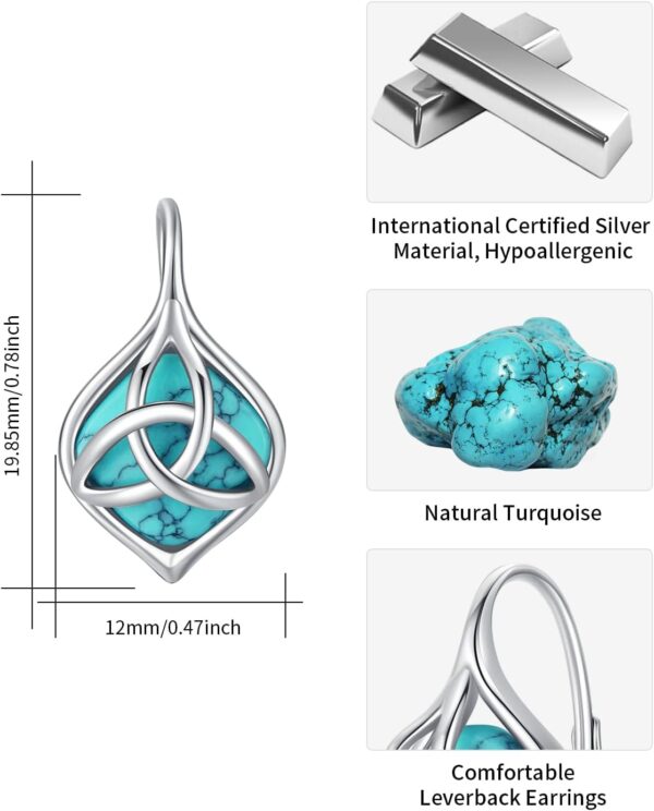 BDL Genuine Turquoise Jewelry for Women, Sterling Silver Ear...