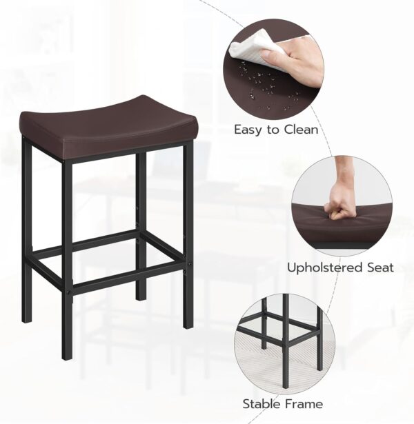 HOOBRO Bar Chairs, Set of 2 Counter Height Saddle Stools wit...