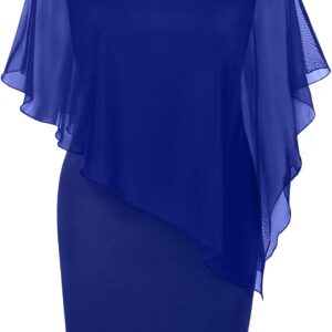 SeSe Code Women's Mesh Cape Overlay Bodycon Knee Length Penc...