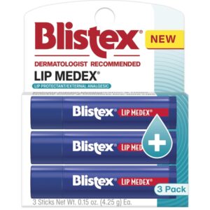 Blistex Lip Medex Stick, 3 Count, 0.15 oz Each, Advanced Hyd...