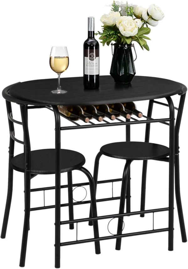 VINGLI 3 Piece Dining Set,Small Kitchen Table Set for 2,Brea...