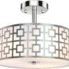 DLLT Flush Mount Ceiling Light: Modern 3-Light Brushed Nicke...