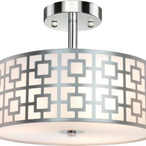 DLLT Flush Mount Ceiling Light: Modern 3-Light Brushed Nicke...