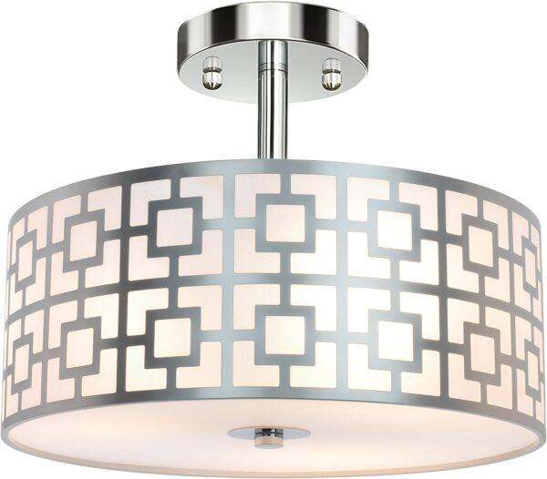 DLLT Flush Mount Ceiling Light: Modern 3-Light Brushed Nicke...