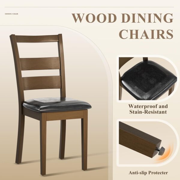 COLAMY Upholstered Dining Chairs Set of 2, PU Leather Ladder...