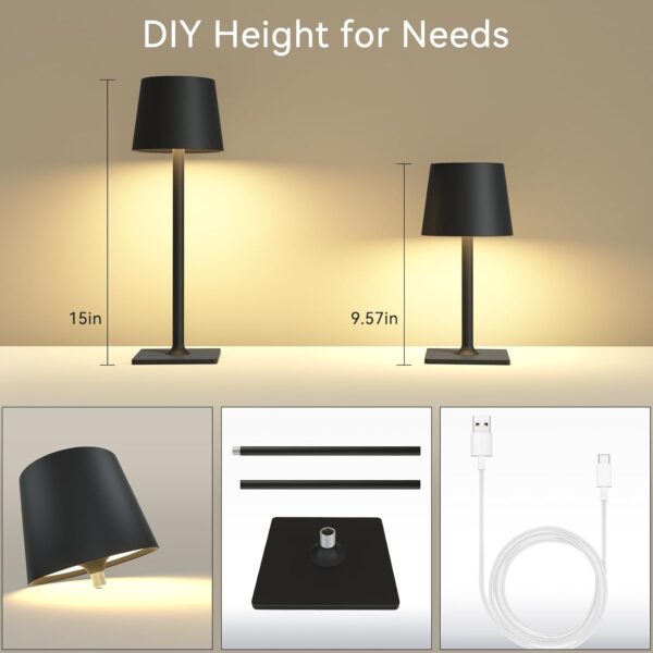2 Pack Rechargeable Table Lamps,Cordless Lamp with 6000mAh B...
