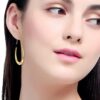 Lightweight Teardrop Hoop Earrings for Women - 14k Gold/Whit...