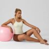 Womens Crop Tank Tops Seamless Yoga Sports Bra Padded Workou...