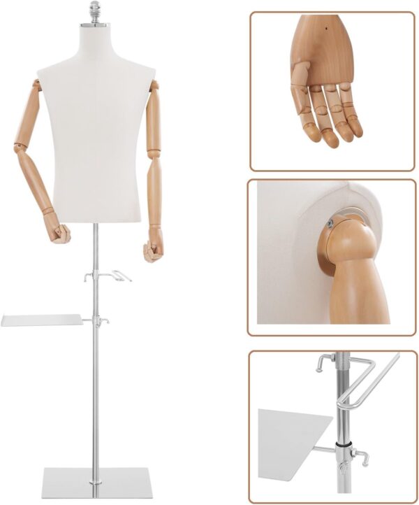 CNCEST Male Mannequin Torso Body,Men Maniquine Dress Form wi...