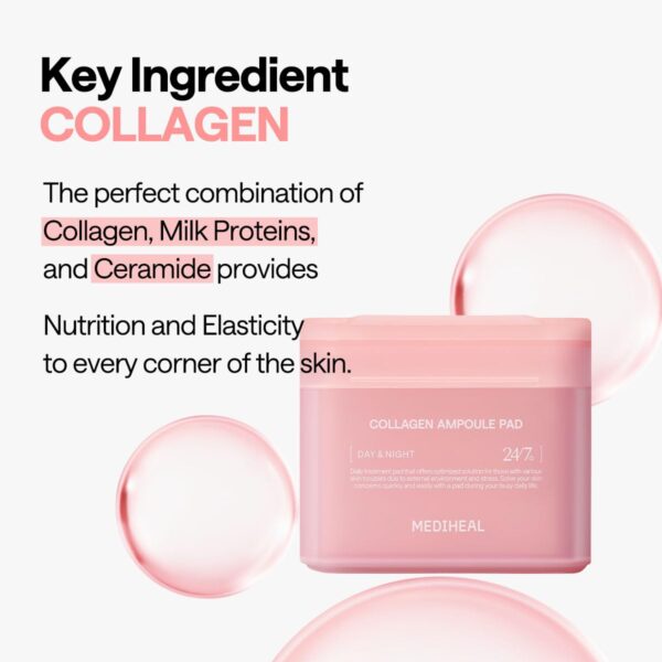 MEDIHEAL Collagen Ampoule Facial Toner Pads - Collagen & Cer...
